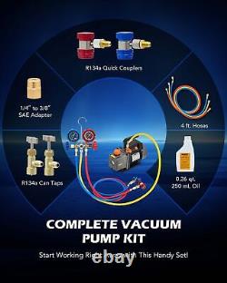 4cfm Vacuum Pump Kit for Air Conditioner Repair & Auto AC Refrigerant Recharging