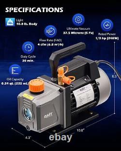 4cfm Vacuum Pump Kit for Air Conditioner Repair & Auto AC Refrigerant Recharging