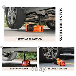5T Electric Hydraulic Jack&mpact Wrench Repair Kit Lift 45cm With Air Pump LED