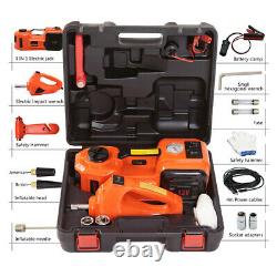 5T Electric Hydraulic Jack&mpact Wrench Repair Kit Lift 45cm With Air Pump LED