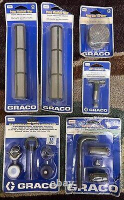 6 New Graco Lot Pump Repair Kit, 2 Manifold Filters, 16P151, Strainer Switch Tip