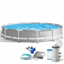 9in1 SWIMMING POOL INTEX 366cm 12ft Garden Round Frame Ground Pool + PUMP SET