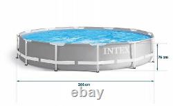 9in1 SWIMMING POOL INTEX 366cm 12ft Garden Round Frame Ground Pool + PUMP SET
