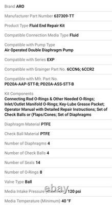 ARO Branded Ingersoll Rand 637309-TT Diaphragm Pump Repair Kit