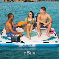Banzai 85808 Inflatable Floating Oasis Island Deck with Air Pump and Repair Kit