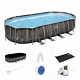 Bestway 22 X 12 Power Steel Above Ground Oval Swimming Pool Set With Pump Ladder