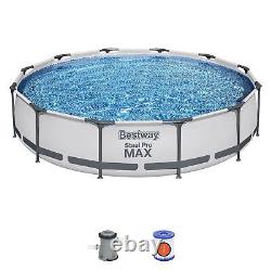 Bestway Steel Pro MAX 12'x30 Round Above Ground Outdoor Swimming Pool with Pump