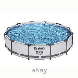 Bestway Steel Pro MAX 12'x30 Round Above Ground Outdoor Swimming Pool with Pump