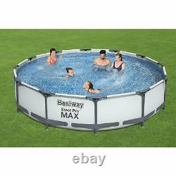 Bestway Steel Pro Max 12ft x 30in Frame Round Above Ground Swimming Pool with Pump