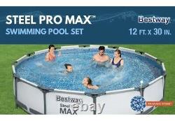 Bestway Steel Pro Max Above Ground 12 ft x 30 inch Frame Swimming Pool with Pump