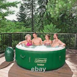 Coleman SaluSpa 6 Person Round Portable Inflatable Outdoor Hot Tub Spa, Green