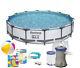 Garden Swimming Pool 427 Cm 14ft Round Frame Above Ground Pool With Pump Set