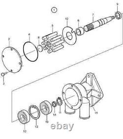 Sea water pump repair kit for Volvo Penta D2-55 D2-75 3583089 inc shaft impeller