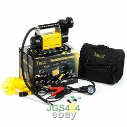 T-MAX 12V Compressor HEAVY DUTY Portable 4x4 Tyre Air Pump + Tyre Repair Kit