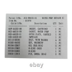 Yamaha Water Pump Repair Kit F225 / F250 / F300 4.2L (OEM 6CE-W0078-02-00)