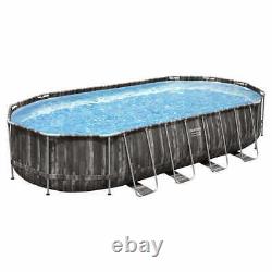 Bestway 22 X 12 Power Steel Above Ground Oval Swimming Pool Set With Pump Ladder