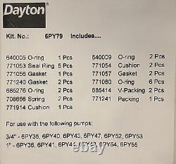 Dayton (1) 6py79 Air Motor Pump Kit De Réparation Pour 3/4 Et 1 Nouveau Scellé Complet
