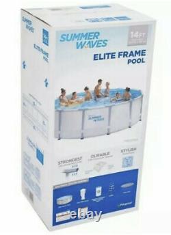 Summer Waves 14 X 42 Elite Frame Above Ground Swimming Pool Filter Pump Ladder