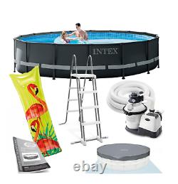 Ultra Black Wimming Pool Intex 488cm 16 Ft Garden Ground Pool + Pump Lader Gift